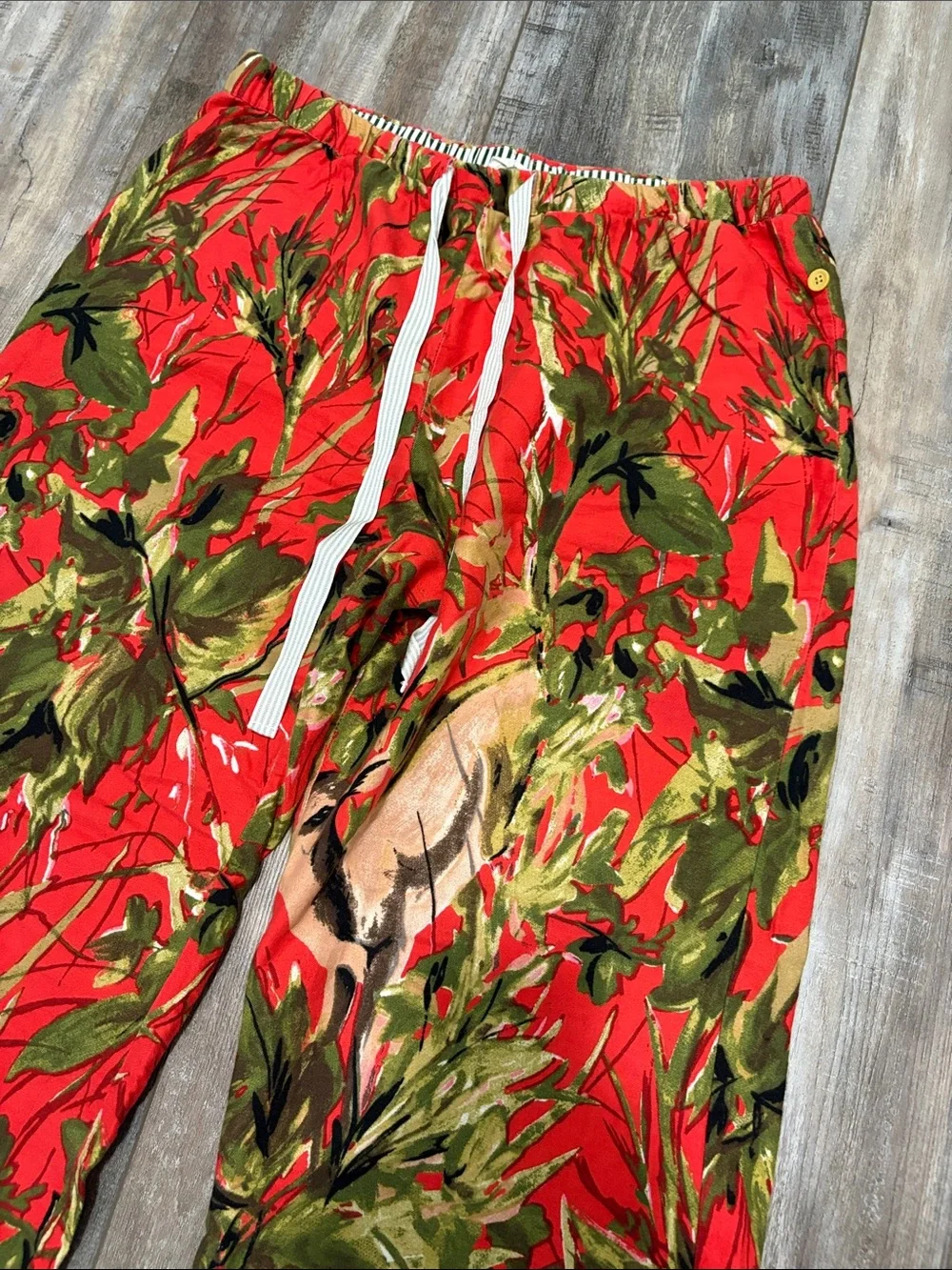 ANTHROPOLOGIE Lilka Doting Deer Red Flannel Sleep Pants Medium